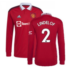 Youth 2022-2023 Man Utd Home Lindelof 2 Long Sleeve Replica Red Jersey