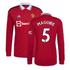 Youth 2022-2023 Man Utd Home Maguire 5 Long Sleeve Replica Red Jersey
