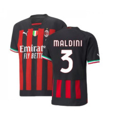 2022/23 Ac Milan Home MALDINI 3 Red and Black Authentic Jersey