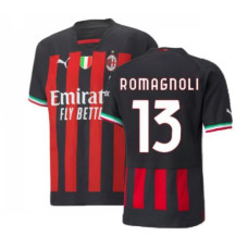 2022/23 Ac Milan Home Romagnoli 13 Red and Black Authentic Jersey