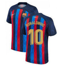 2022-23 Barcelona RONALDINHO 10 Red and blue Home Authentic Jersey 