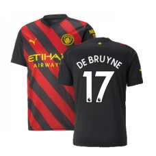 Women 022-23 Manchester City De Bruyne 17 Away Black And Red Authentic Jersey