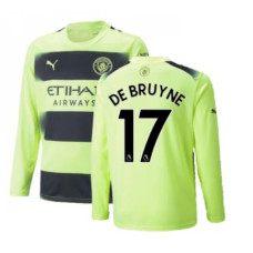 2022-23 Manchester City De Bruyne 17 Long Sleeve Third Light Green Authentic Jersey