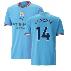 2022-23 Manchester City Laporte 14 Home Blue Authentic Jersey