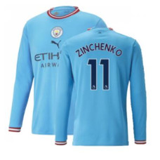 2022-23 Manchester City Zinchenko 11 Long Sleeve Home Blue Authentic Jersey