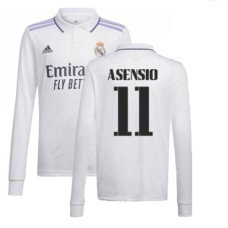 Youth 2022-23 Real Madrid Long Sleeve White Home Asensio 11 Authentic Jersey 