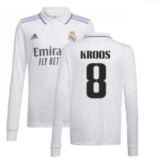 Youth 2022-23 Real Madrid Long Sleeve White Home KROOS 8 Authentic Jersey 