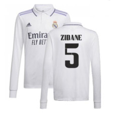 Youth 2022-23 Real Madrid Long Sleeve White Home ZIDANE 5 Authentic Jersey 