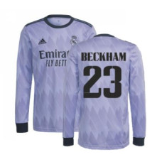 Youth 2022-23 Real Madrid Long Sleeve purple Away BECKHAM 23 Authentic Jersey 