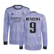 Youth 2022-23 Real Madrid Long Sleeve purple Away BENZEMA 9 Authentic Jersey 