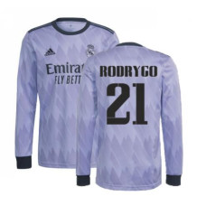 Youth 2022-23 Real Madrid Long Sleeve purple Away RODRYGO 21 Replica Jersey 