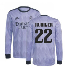 Youth 2022-23 Real Madrid Long Sleeve purple Away RUDIGER 22 Authentic Jersey 