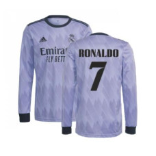 Youth 2022-23 Real Madrid Long Sleeve purple Away Ronaldo 7 Authentic Jersey 