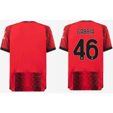 Women 2023/24 AC Milan 46 - Gabbia Home Red And Black Authentic Jersey