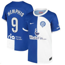 Youth 2023/24 Atletico de Madrid Memphis 9 Away Blue Authentic Jersey