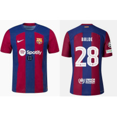 Mens Barcelona BALDE 28 Home Red and Blue 2023/24 Replica Jersey