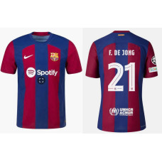 Mens Barcelona F. DE JONG 21 Home Red and Blue 2023/24 Authentic Jersey