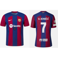 Women Barcelona O. DEMBELE 7 Home Red and Blue 2023/24 Authentic Jersey