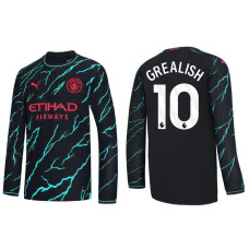 2023/24 Manchester City 10 Jack Grealish Third Black Long Sleeve Jersey