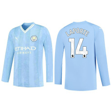 Youth 2023/24 Manchester City 14 Aymeric Laporte Home Blue Long Sleeve Jersey