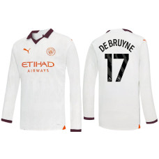 Youth 2023/24 Manchester City 17 Kevin De Bruyne Away White Long Sleeve Jersey