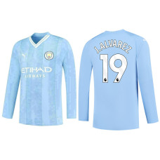 2023/24 Manchester City 19 Julian Alvarez Home Blue Long Sleeve Jersey