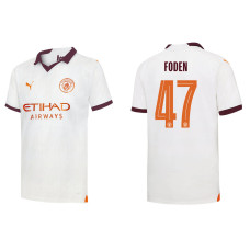 Women 2023/24 Manchester City 47 Phil Foden Away White Authentic Jersey