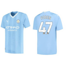 Women 2023/24 Manchester City 47 Phil Foden Home Blue Authentic Jersey