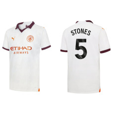 Women 2023/24 Manchester City 5 John Stones Away White Authentic Jersey