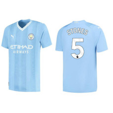 Women 2023/24 Manchester City 5 John Stones Home Blue Authentic Jersey