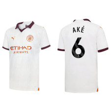 Women 2023/24 Manchester City 6 Nathan Ake Away White Authentic Jersey