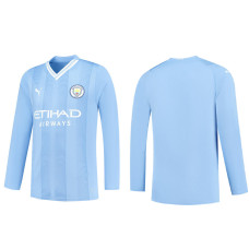 Youth 2023/24 Manchester City Home Blue Long Sleeve Jersey