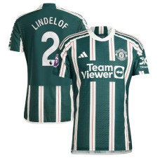 Women 2023/24 Manchester United 2 Victor Lindelof Away Green Authentic Jersey