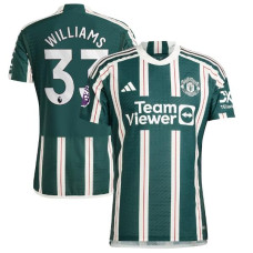 Women 2023/24 Manchester United 33 Brandon Williams Away Green Authentic Jersey
