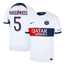 Youth 2023/24 Paris Saint-Germain Marquinhos 5 Away White Authentic Jersey