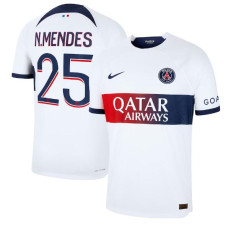 Youth 2023/24 Paris Saint-Germain N.Mendes 25 Away White Authentic Jersey