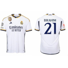 Youth 2023/24 Real Madrid Brahim - 21 Home White Replica Jersey