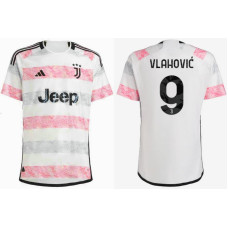 Women 2023/24 juventus 9 - VLAHOVIC Away Pink And Black Authentic Jersey