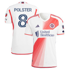 Men's New England Revolution White and Red Away Polster,Matt - 8 Authentic 2023/24 Jersey