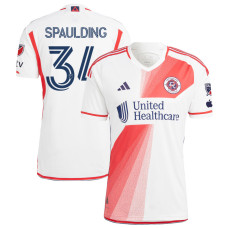 Men's New England Revolution White and Red Away Spaulding,Ryan - 34 Replica 2023/24 Jersey
